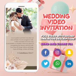 Multi-Page Luxury White Gold Wedding Video Invitation, Save The Date Animated Video Invitation, Video Evite, Wedding Car