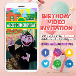 1st Birthday, Video Invitation, digital, custom, personalized, birthday, party, Animated invitation, Invitations, Cute