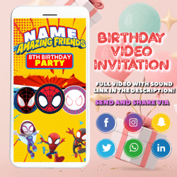 Spidey birthday Invitation, Amazing friends invitation, animated video invitation, Spidey Animated Invite Video, Spidey