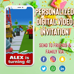 Roblox Video Invitation, Roblox Invite, Roblox Birthday, Personalized Video Invitation, Instant Download
