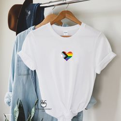 Progress pride flag shirt, Rainbow Heart Shirt, Pride Pocket Shirt, LGBT Tee, Pride Rainbow Heart T Shirt, Pride Shirt,