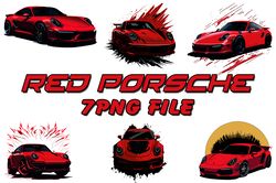 Red Porsche 7 PNG Files Sublimation Digital Vector File