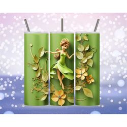 3D Fairy Cartoon Floral Sublimation Tumbler Design Download PNG, 20 Oz Digital Tumbler Wrap PNG Download