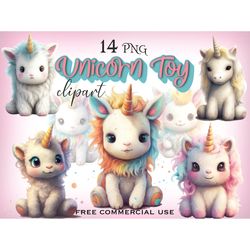 Unicorn toy clipart, Cute Plush unicorns art, Fantasy animal funny images, Birthday inviration png, Free commercial use