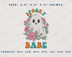 Retro Spooky Babes Embroidery Design, Spooky Ghost Embroidery Design, Happy Halloween Embroidery File, Retro Halloween E