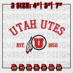 NCAA Utah Utes Embroidery files, NCAA Embroidery Designs, Utah Utes Machine Embroidery Pattern