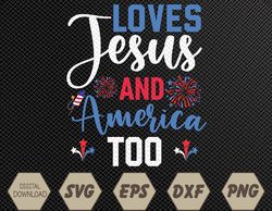 Retro Loves J-e-s-u-s and America Too God Christian 4th of July Svg, Eps, Png, Dxf, Digital Download