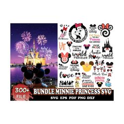 300 Bundle Minnie Princess Svg, Disney Svg, Mickey Svg
