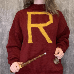 Personalized Handknit Christmas Sweater, Initial Jumper, Sweater with Letter, Customized Pullover, Monogram Pullover