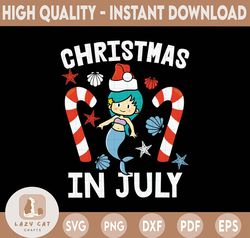 Christmas In July Cute Mermaid Svg, Christmas in July Svg clipart, instant download