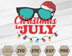Christmas In July Santa Hat Sunglasses Summer Celebration Svg, Eps, Png, Dxf, Digital Download