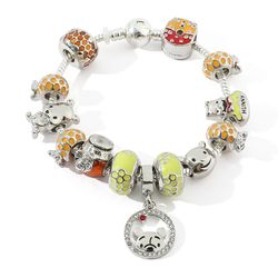 Disney Charm Bracelet Pooh Bear Kawaii Pulseras Charms Crystal Jewelry For Girl Hunny Winnie the Pooh Bracelet