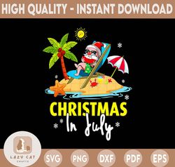 Christmas In July Party Svg, Summer Xmas Santa, Holiday Svg, Tropical Christmas, Pool Party, Printable Instant Download