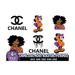 Chanel Logo Mickey Black Girl Svg Bundle, Chanel Svg