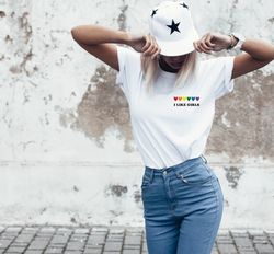 I like girls pocket size T Shirt. Perfect pride gift, Pride T shirt, Pride Shirt. Rainbow harts pride tee, , Unisex T sh