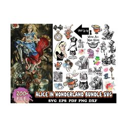 200 Alice In Wonderland Bundle Svg, Disney Svg, Alice Svg