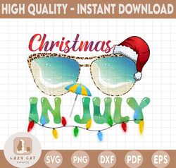 Christmas in July Png, Funny Summer Png, Beach Vacation Png, Christmas in July Santa Hat Sunglasses Summer Celebration