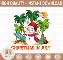 Christmas In July Snowman PNG, Summer Vibes, Beach Vacation, Holiday PNG, Sublimation