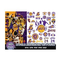 60 Files Los Angeles Lakers Basketball Team Svg Bundle