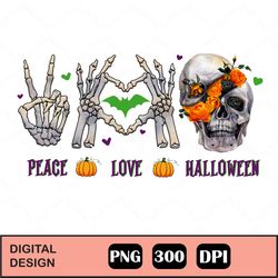 Peace Love Halloween Png Digital Download, Sublimation Design