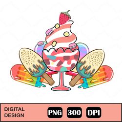 Monster Ice Cream Scary Halloween Png Digital Download, Sublimation Design