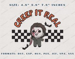 Creep It Real Horror Masked Killer, Horror Movie Killer Embroidery Design, Fall Halloween Embroidery Machine File, Embro