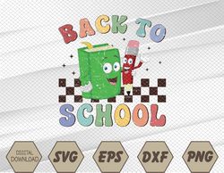 "Back to school Book Pencil Teacher Kids Retro Svg, Eps, Png, Dxf, Digital Download "