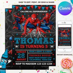 Spiderman Invitation, Far from Home Invitation, Spiderman Party, Spiderman Birthday, Super Hero Invitaion