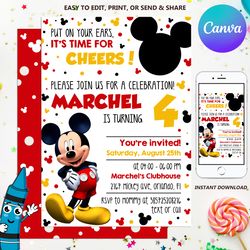 Mickey Mouse Invitation, Mickey Mouse Birthday Party Invitation, Disney Invitation, Instant Download