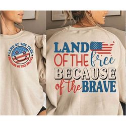 America Land Of The Free Because Of The Brave SVG png, Fourth of July SVG, 4th Of July Shirt Design, Retro Smiley Face p