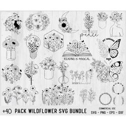 Flower Svg Png Bundle, Wildflower Svg Bundle, Floral Svg, Stay Wild Svg, Wild Flower Svg, Floral Frame Svg, Png, Shirt S