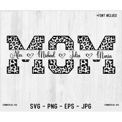 leopard Mom SVG, Mother svg, Mother's Day SVG, mom split name frame svg, mom svg, mom cut file, mom outline, mom png, cr