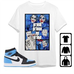 AJ 1 University Blue Toe Unisex T-Shirt, Tee, Sweatshirt, Hoodie, Crime Prince Joker, Shirt To Match Sneaker
