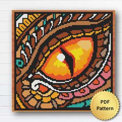 Mandala Dragon Eye Cross Stitch Pattern. Modern Fairy Cross Stitch. Mystical Magic Witch Theme Cottagecore Decor