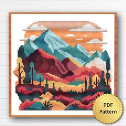 Mountain Cross Stitch Pattern