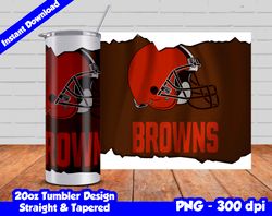Browns Tumbler Wrap Design PNG, 20oz Skinny Tumbler Sublimation Template, Browns Tumbler Straight and Tapered Design,