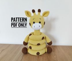 Stacking toy giraffe crochet pattern, montessori giraffe pattern, Crochet giraffe toy, Stuffed giraffe, Safari birthday,