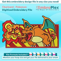 Charizard Anime From Pokemon Embroidery Design File