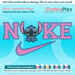 Stitch ft. Swoosh Embroidery Designs Files