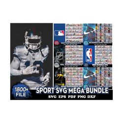 Sport Svg Mega Bundle 8.000 Files (Football, Baseball, Basketball, Hockey, College Football)