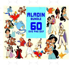 60 Files Aladin Bundle Svg, Disney Svg, Aladin Svg, Jasmine Svg, Jafar Svg, Genie Svg, Princess Svg, Walt Disney Svg, Ca