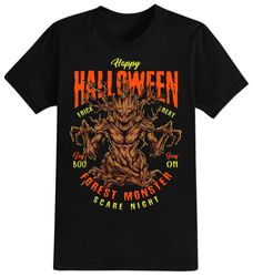 Forest Monster 2 Halloween T-Shirt For Men, Women  Kids 100 Cotton Black Shirt, Funny Scary T-Shirts