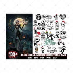 100 Jack Skellington Bundle Svg, Christmas Svg, Halloween Svg, Digital File Cut Instant Download