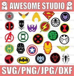 Superhero Logo Svg Bundle, Avengers Svg, Bundle Layered Svg, Avengers Clipart, Cricut, Cut Files, Layered Digital Vector
