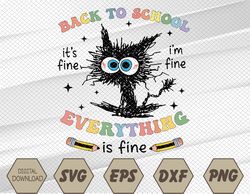 Funny Black Cat Back to School for Teachers Boys Girls Kids Svg, Eps, Png, Dxf, Digital Download