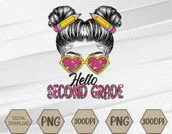 Hello Second Grade Messy Bun Back To School First Day Svg, Eps, Png, Dxf, Digital Download