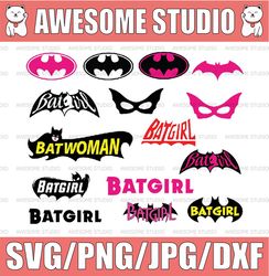 Batgirl Logo Svg, Batgirl Logo Printable, Batgirl PNG, Pink Batman Logo, Digital Download