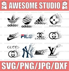 Fashion logo break svg, luxury brand logo svg, fashion brand svg png, Nike Sport Svg, LV Svg, Gucci brand Svg, Chanel