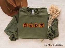 Pumpkin Sweatshirt, Pumpkin Sweater, Jack-o-Lantern Sweatshirt, Halloween Crewneck Sweatshirt, Halloween Sweater, Spooky