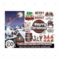 9 Designs Christmas Sublimation Png Bundle,Christmas Png, Xmas Png, Winter Png, Santa Png, Buffalo Plaid Christmas